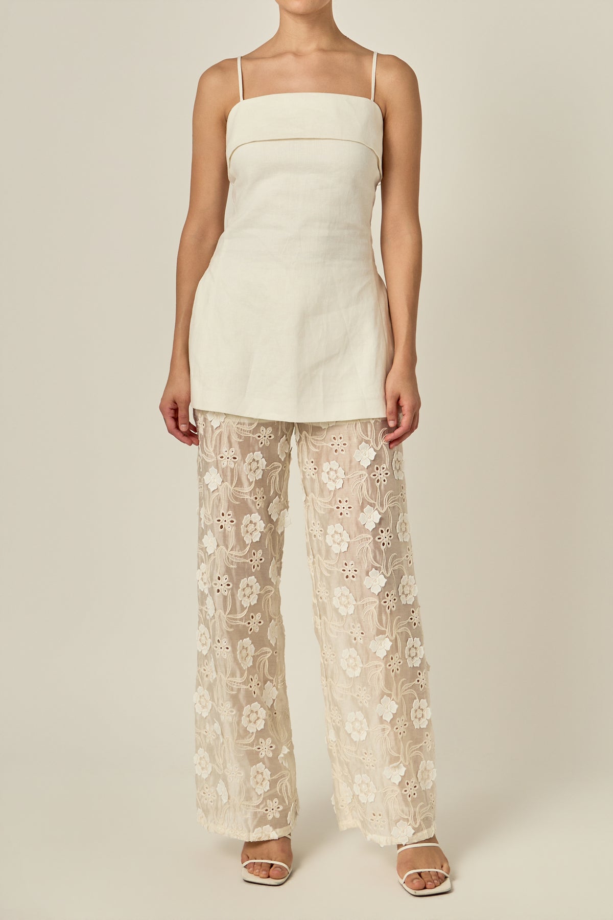 Flower Sheer Long Pants