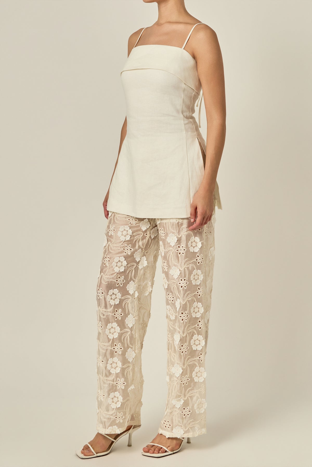 Flower Sheer Long Pants