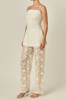 Flower Sheer Long Pants