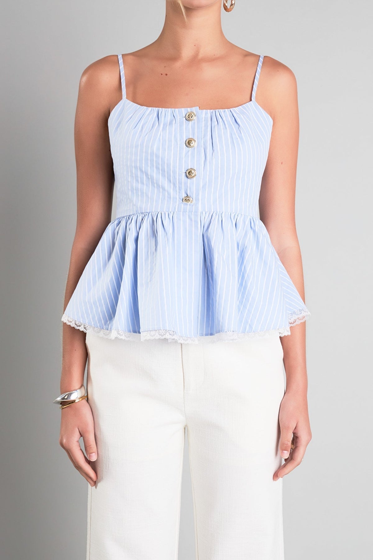 ENGLISH FACTORY - Striped Peplum Top - TOPS available at Objectrare