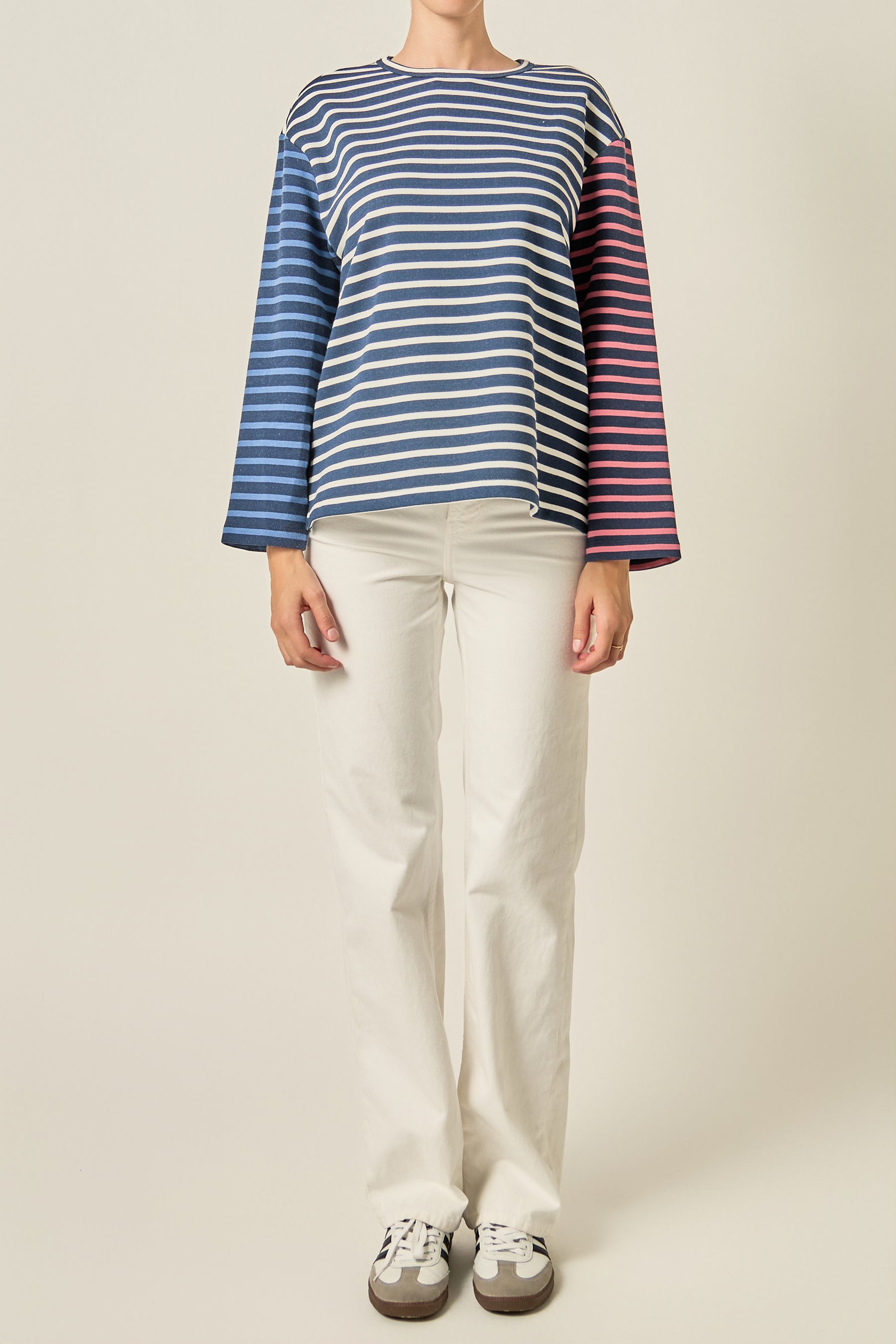 Mixed Stripe Long Sleeve Top