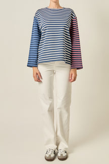 Mixed Stripe Long Sleeve Top