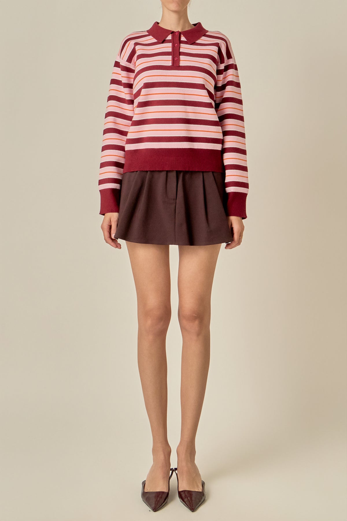 Striped Polo Knit Sweater