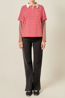 Layered Stripe Rugby Top