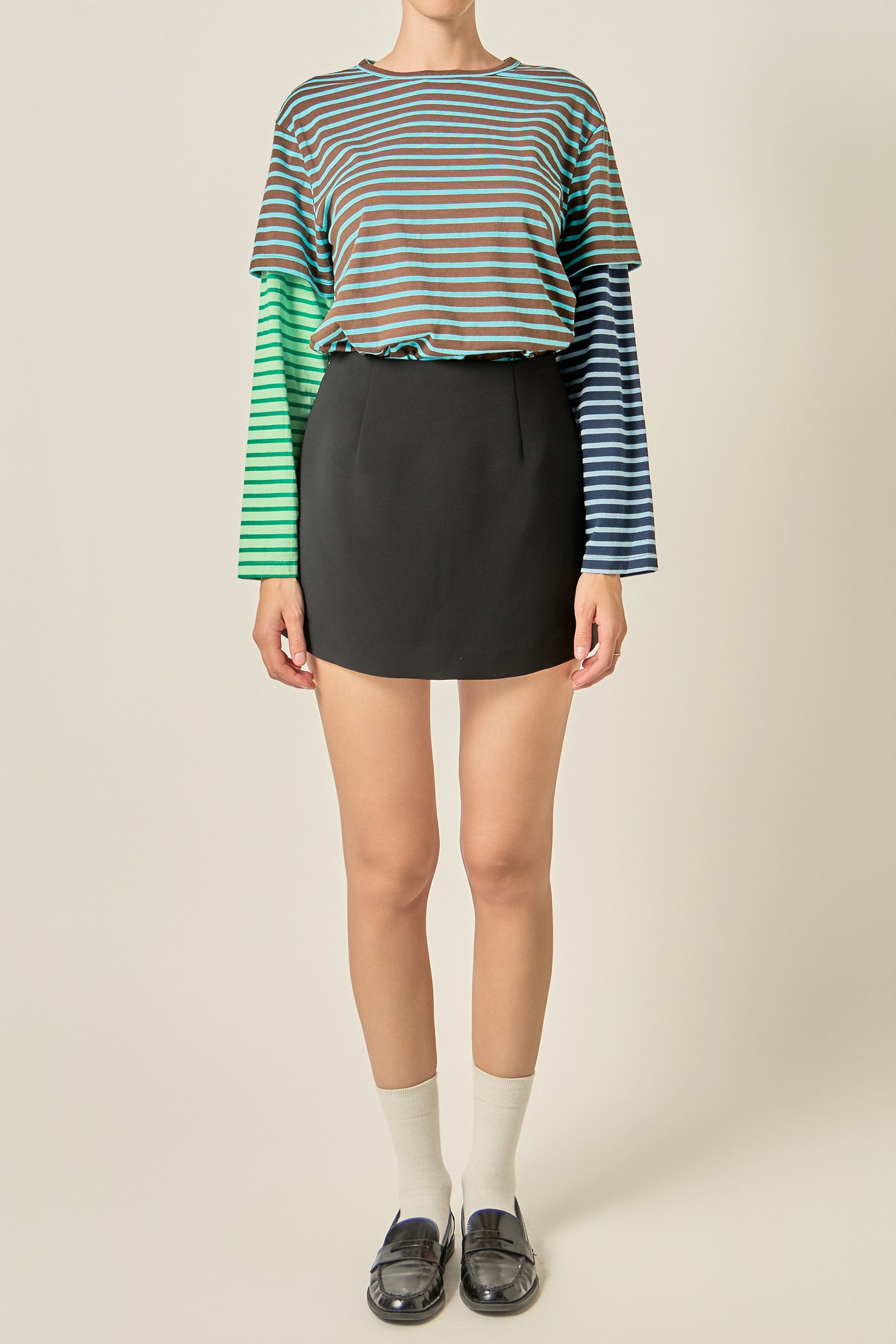 Layered Stripe Crewneck Top