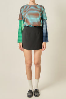 Layered Stripe Crewneck Top
