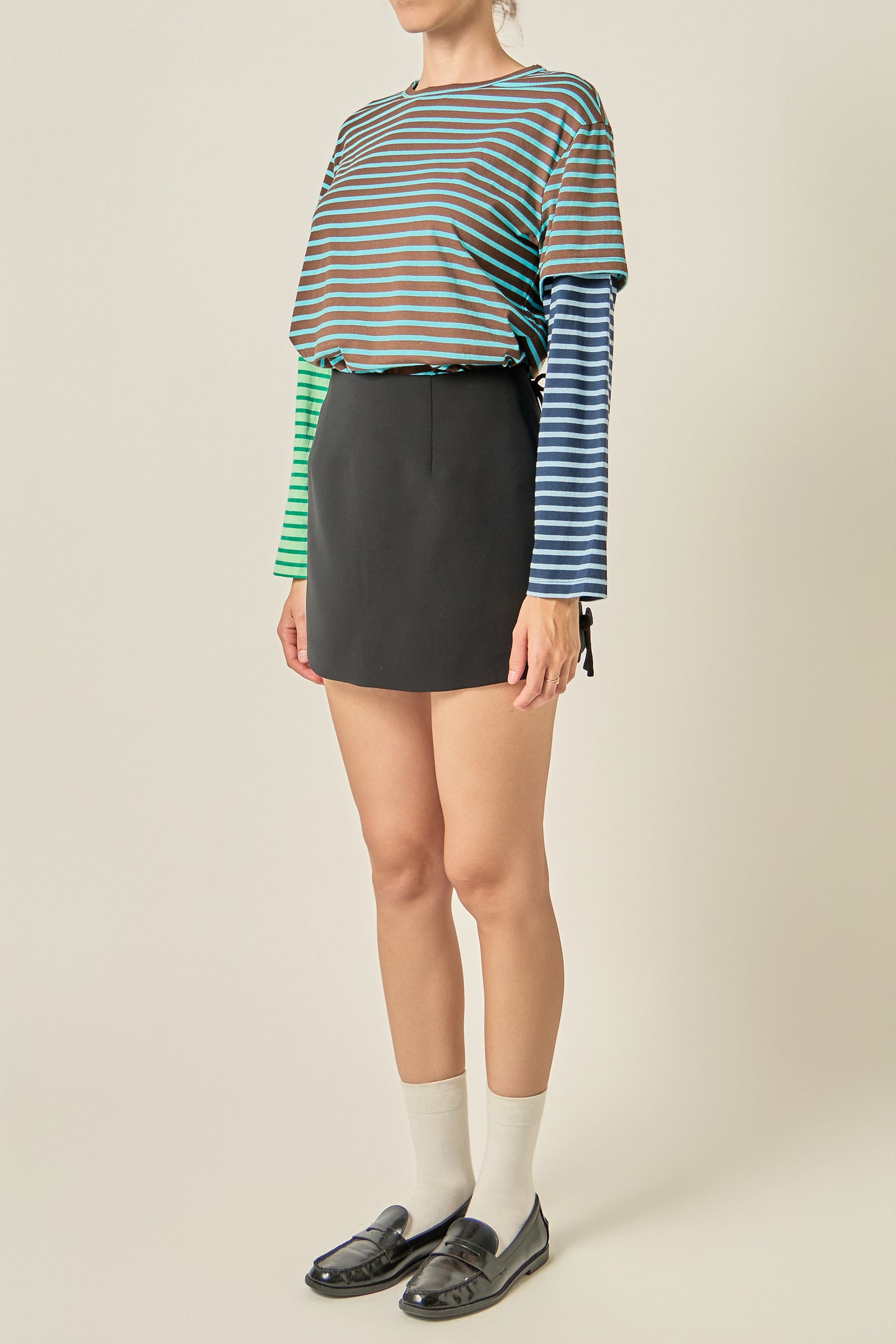 Layered Stripe Crewneck Top