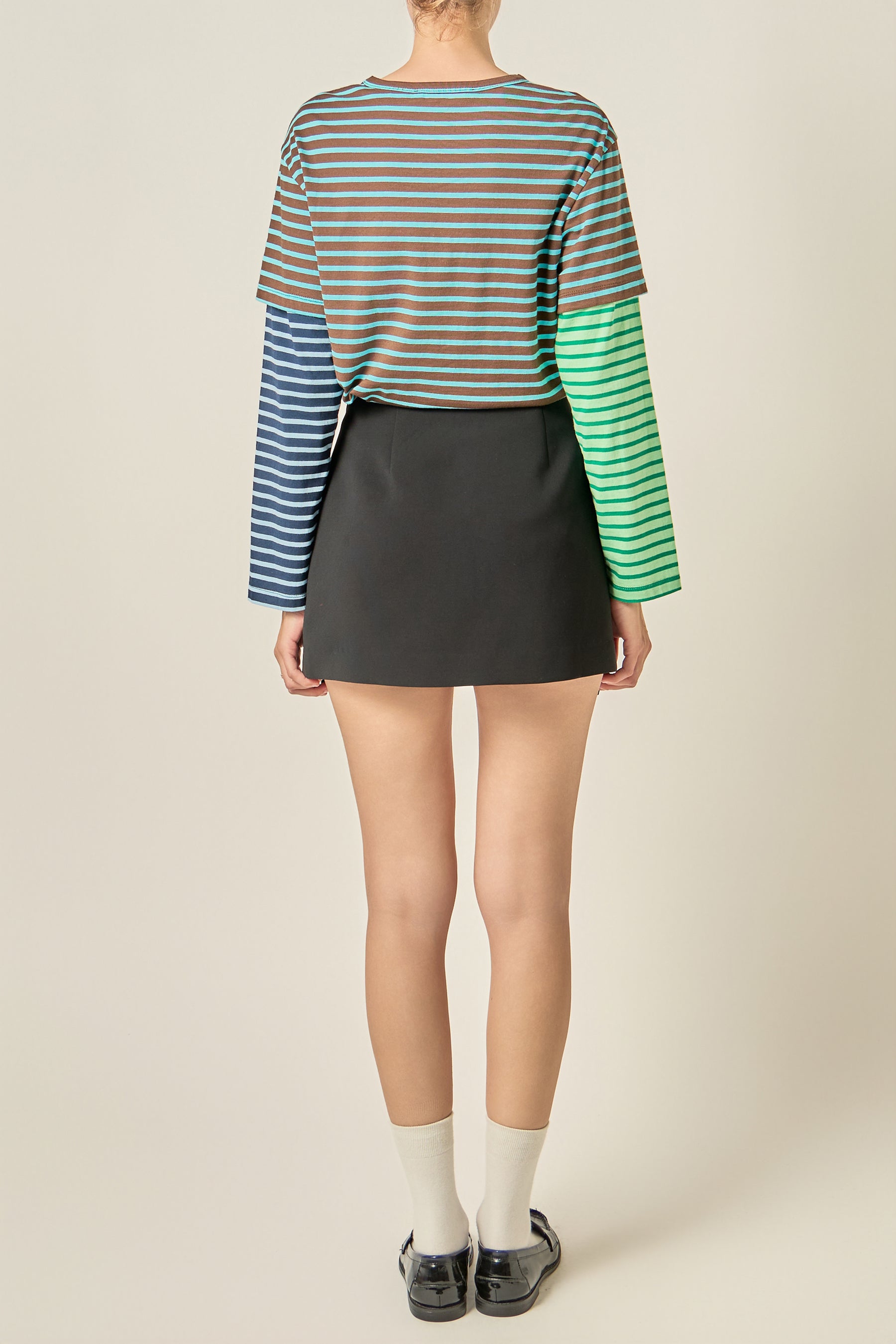 Layered Stripe Crewneck Top