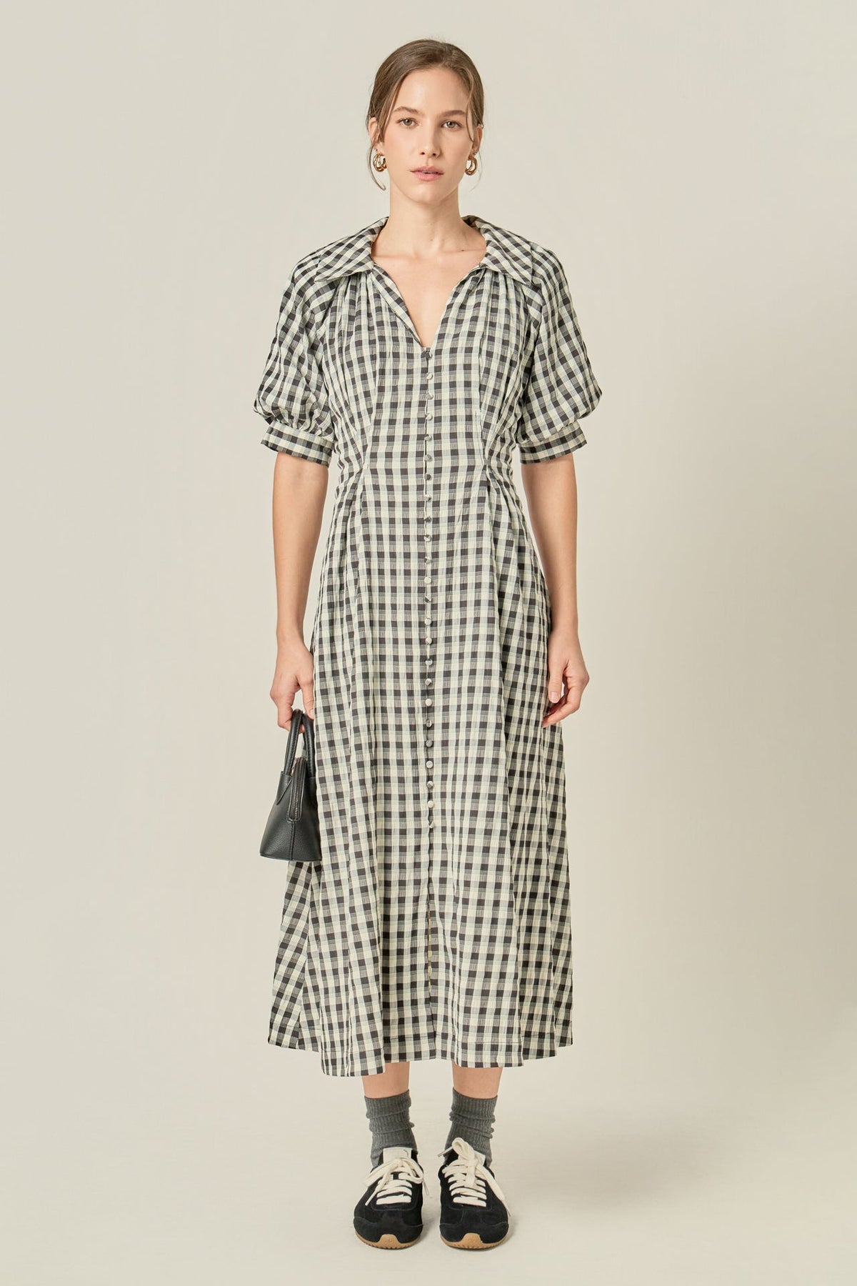 Gingham Puff Sleeve Dress