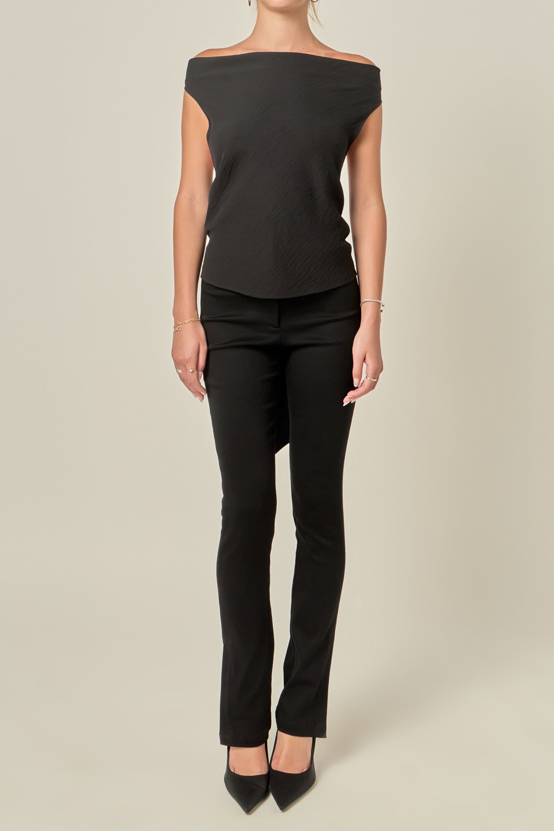 Skinny Side Slit Long Pants