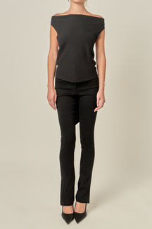 Skinny Side Slit Long Pants