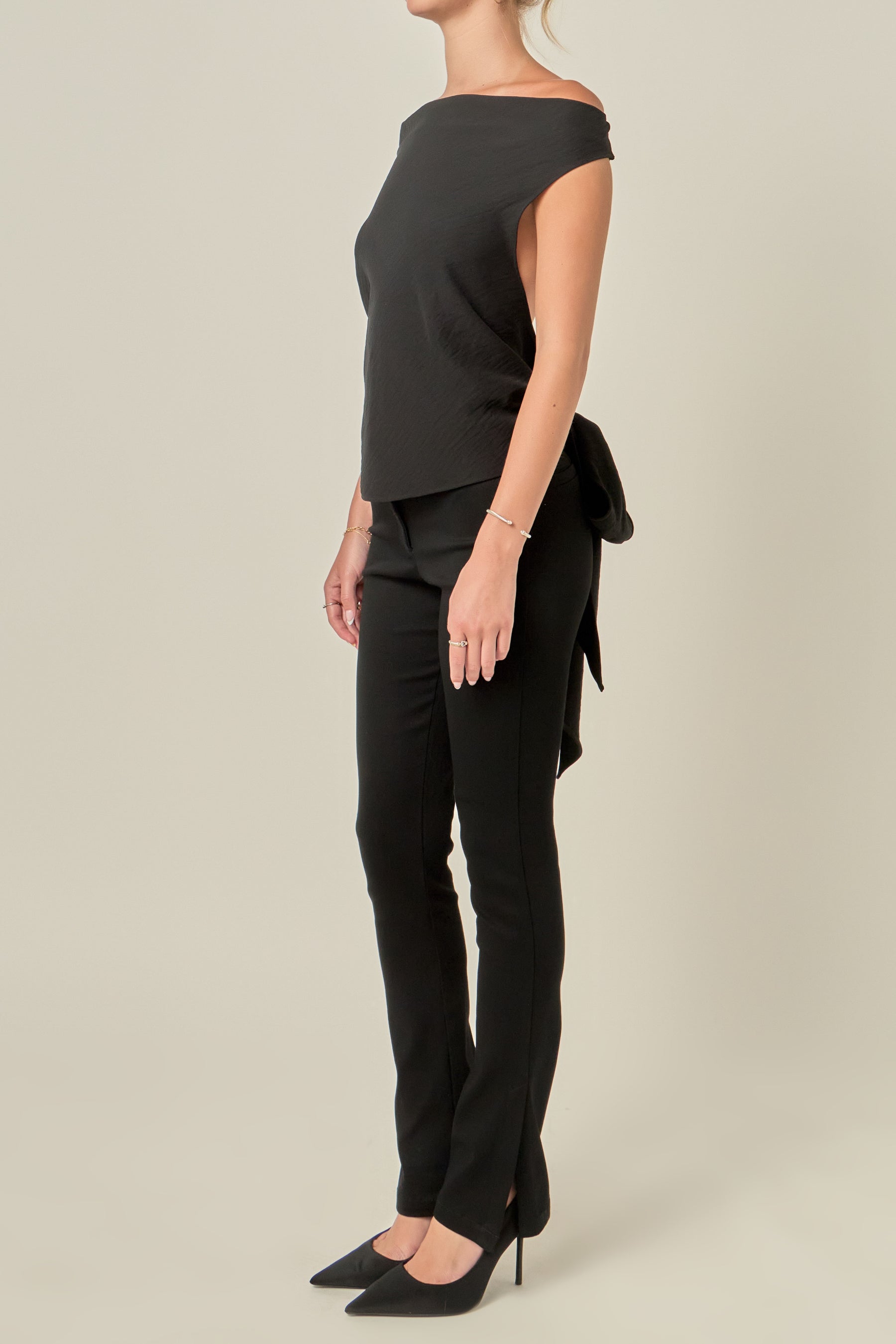 Skinny Side Slit Long Pants