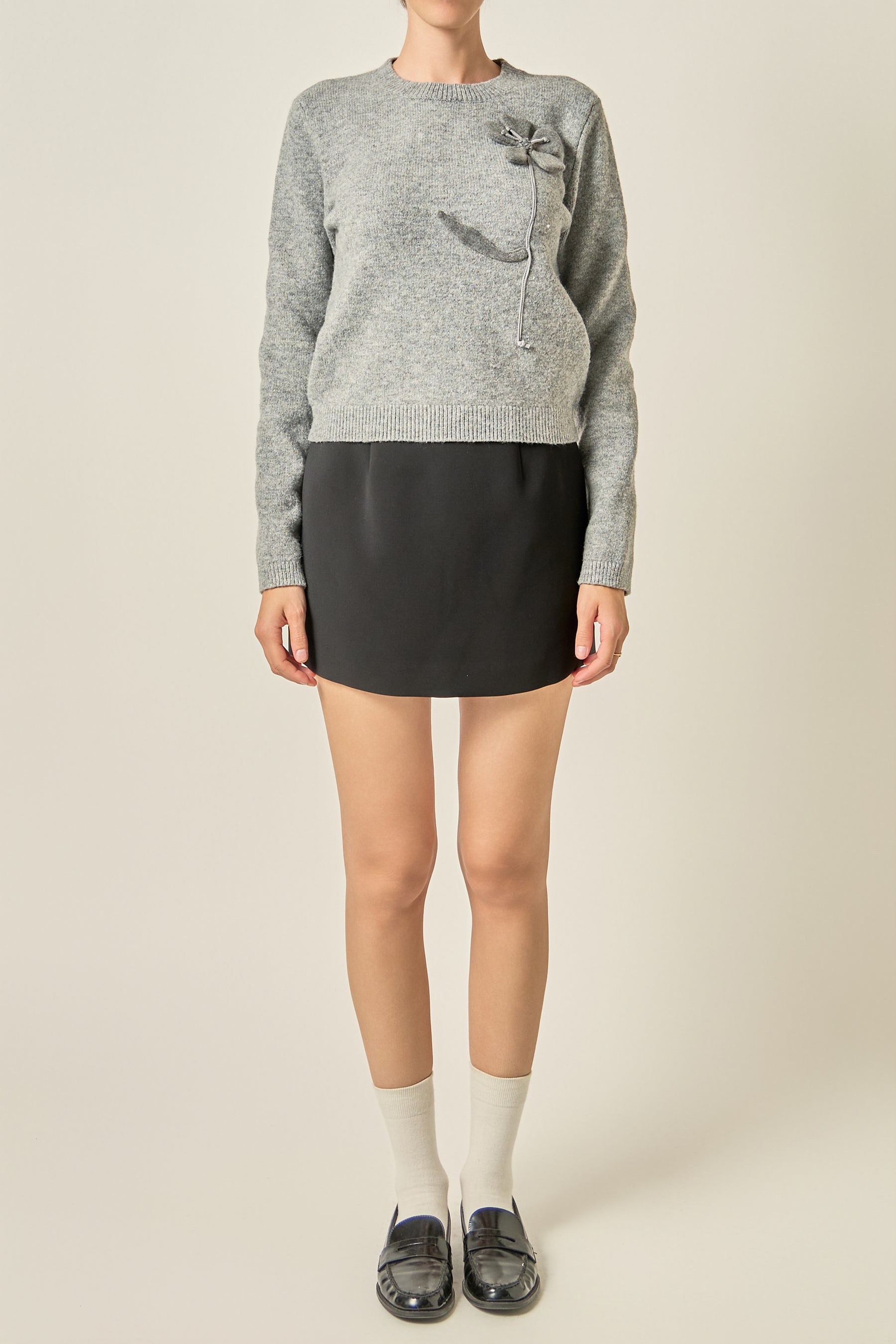 Floral Appliqué Knit Sweater