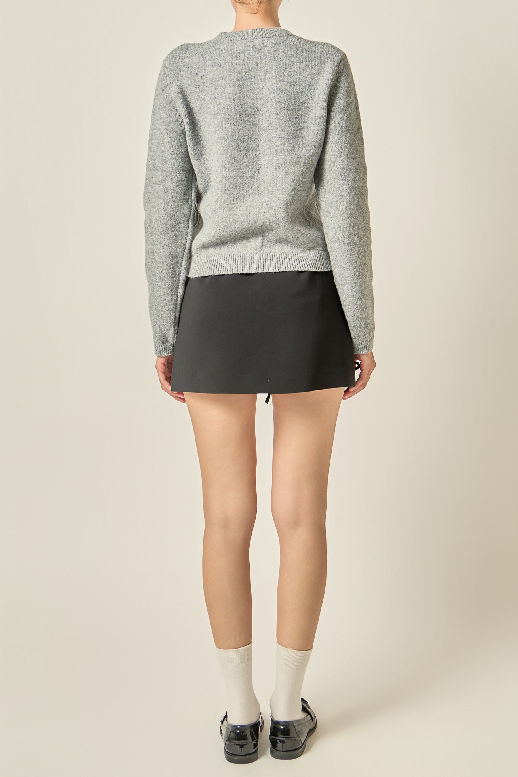 Floral Appliqué Knit Sweater
