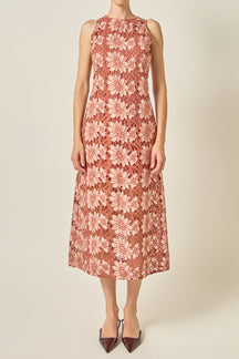 Floral Guipure Lace Midi Dress