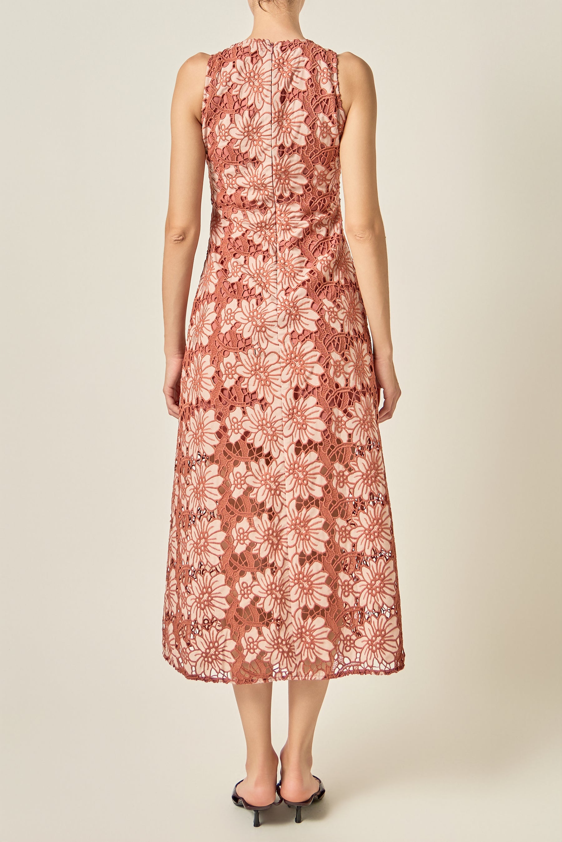 Floral Guipure Lace Midi Dress