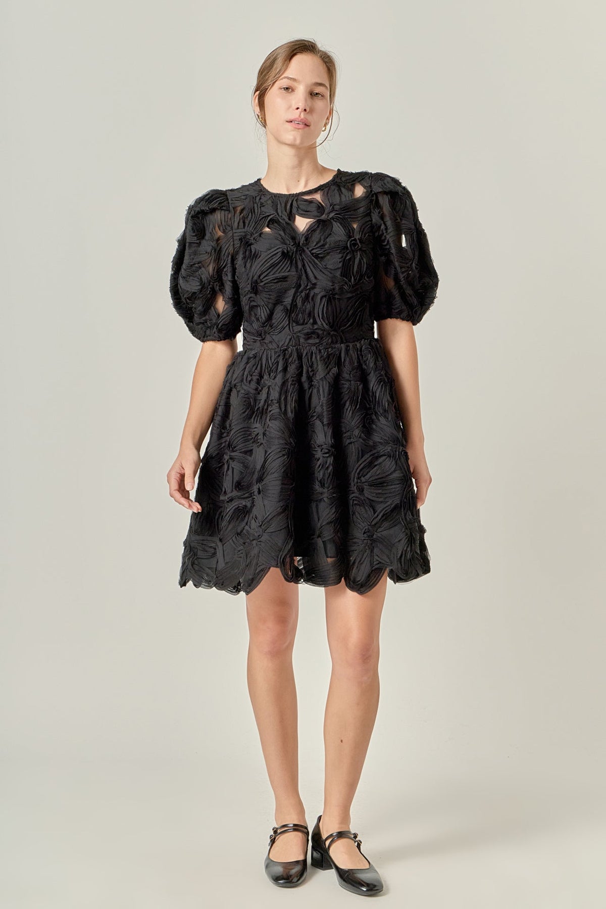 Flower Embellished Mini Dress