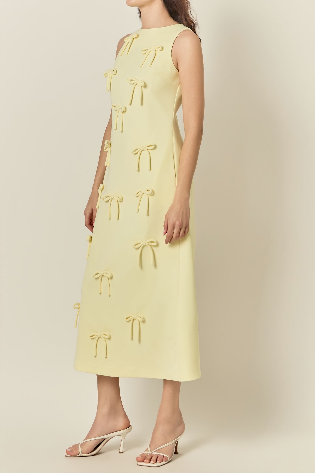 Bow Detailed Sleeveless Midi Dress