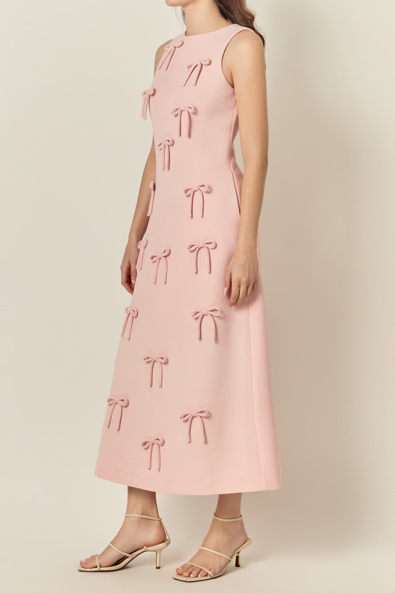 Bow Detailed Sleeveless Midi Dress