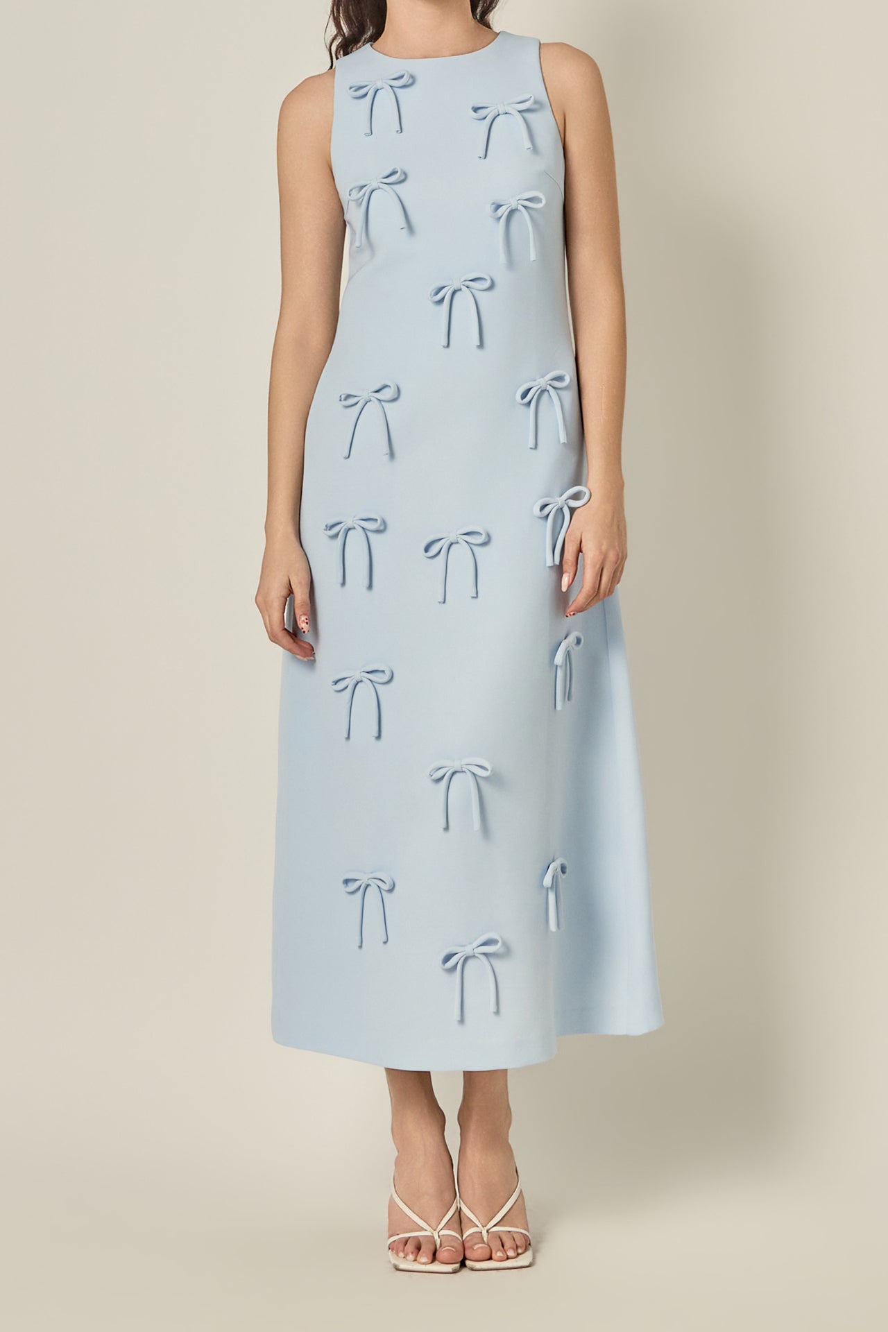 Bow Detailed Sleeveless Midi Dress