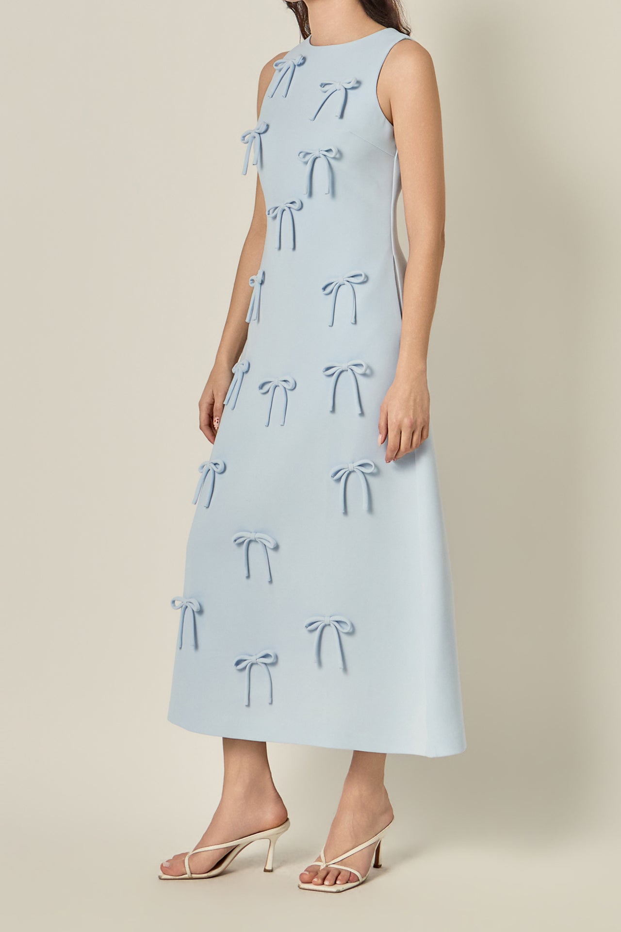 Bow Detailed Sleeveless Midi Dress