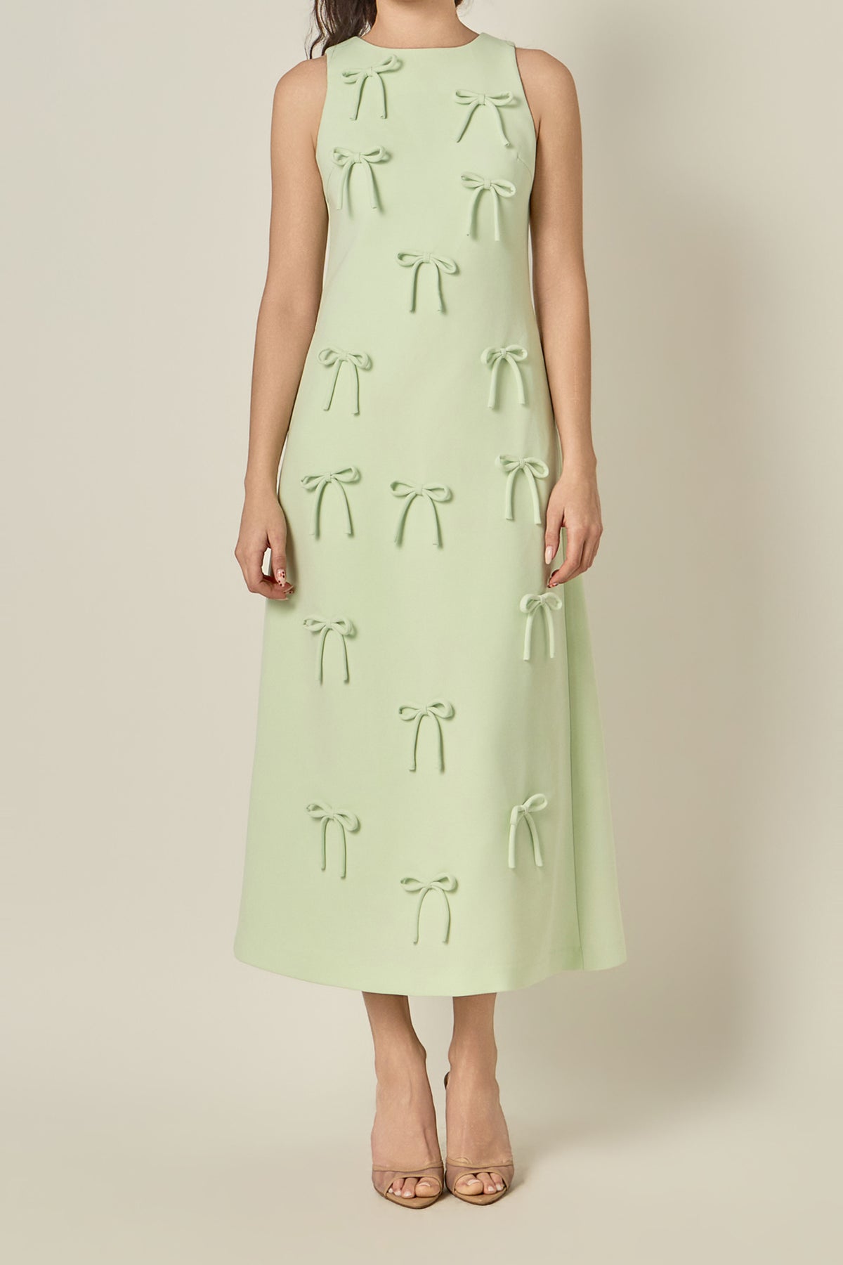 Bow Detailed Sleeveless Midi Dress