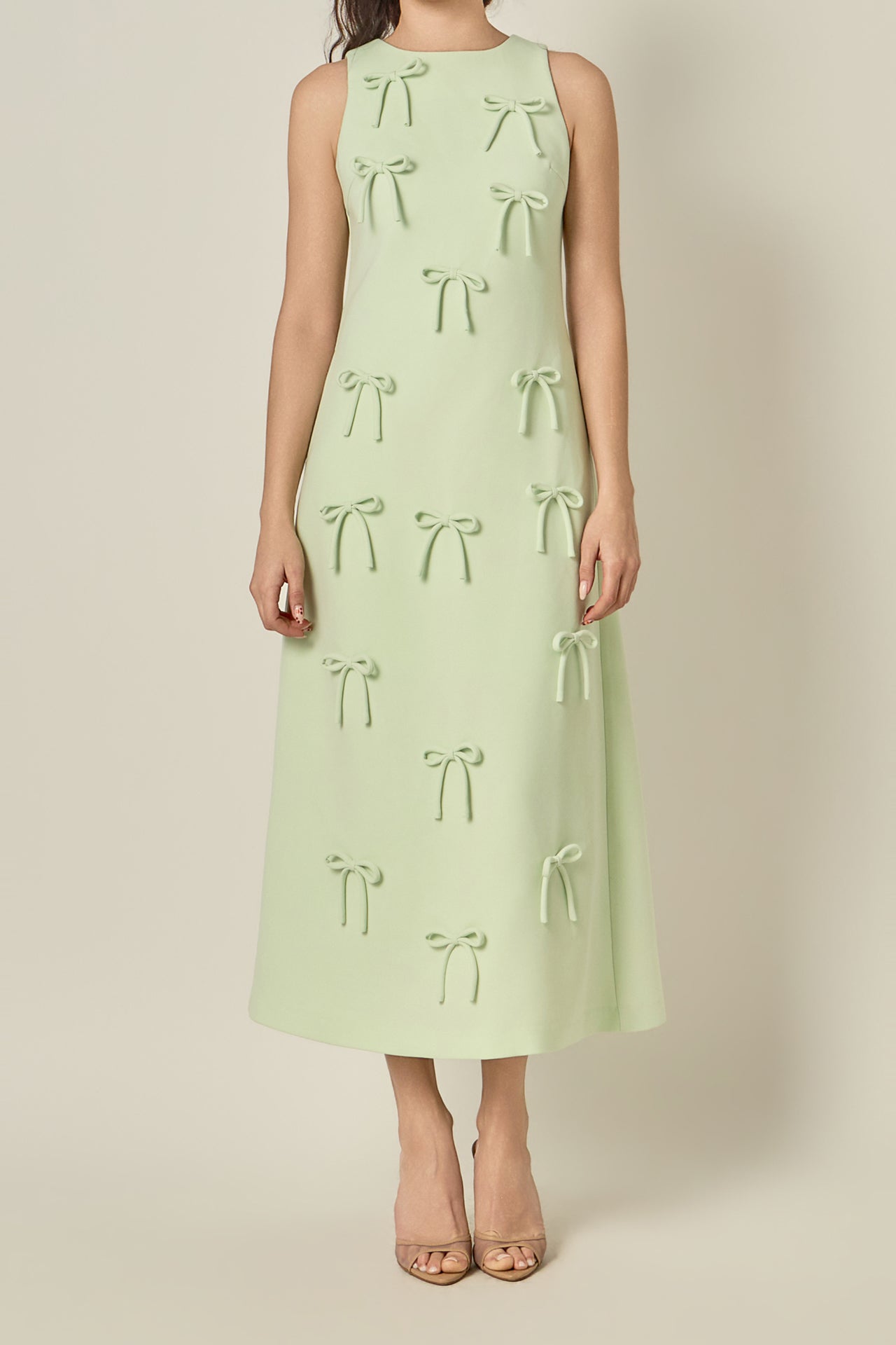 Bow Detailed Sleeveless Midi Dress