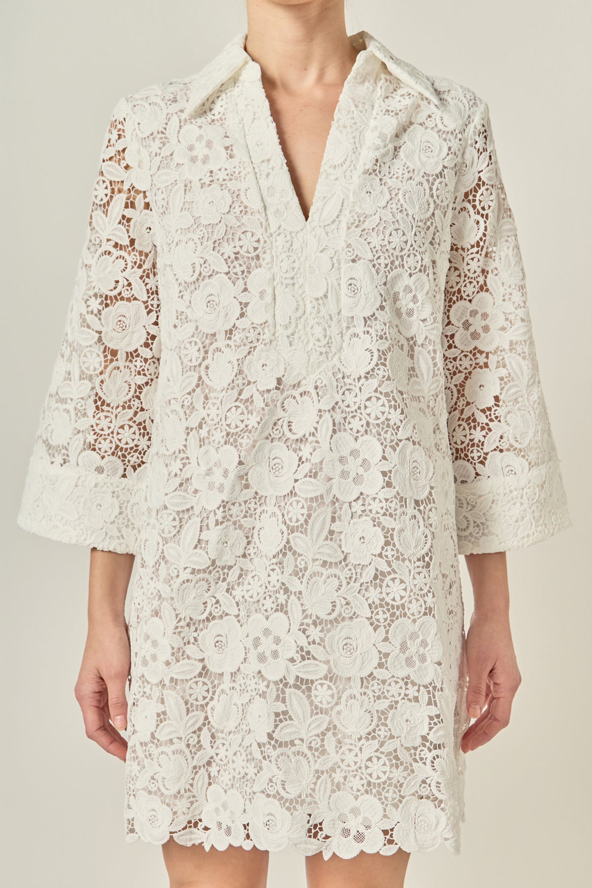 Guipure Lace Mini Dress