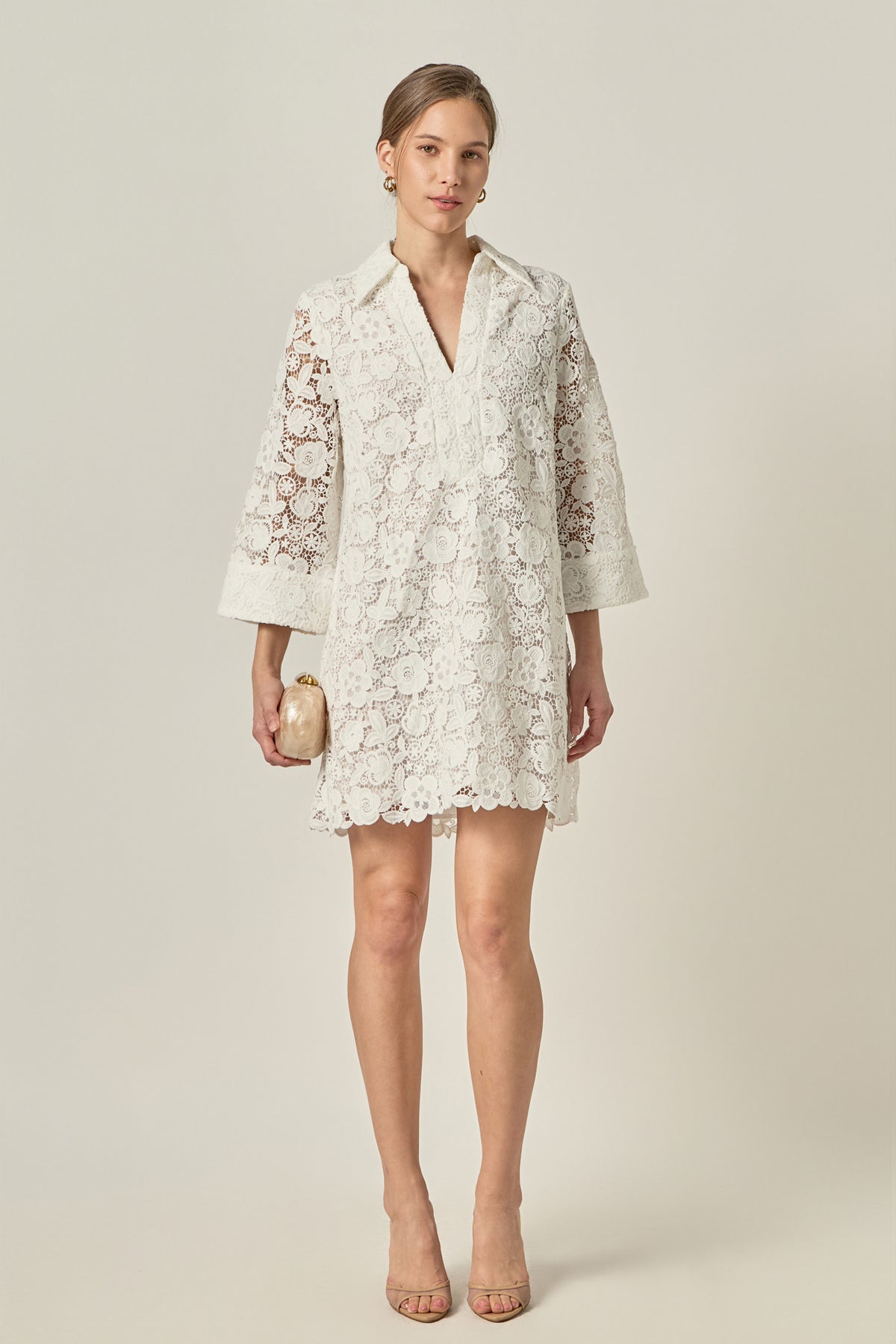 Guipure Lace Mini Dress