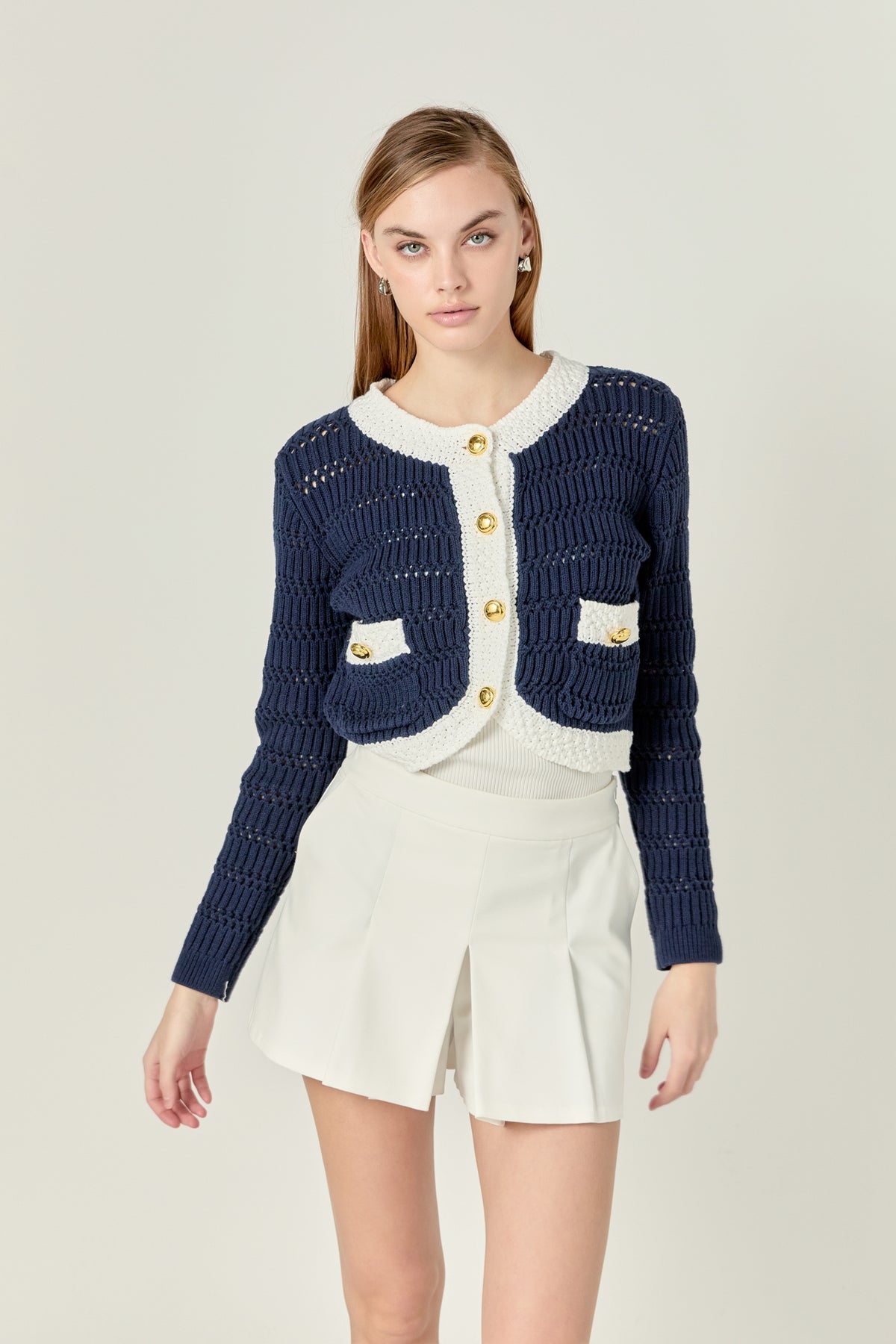 Contrast Round Hem Cardigan