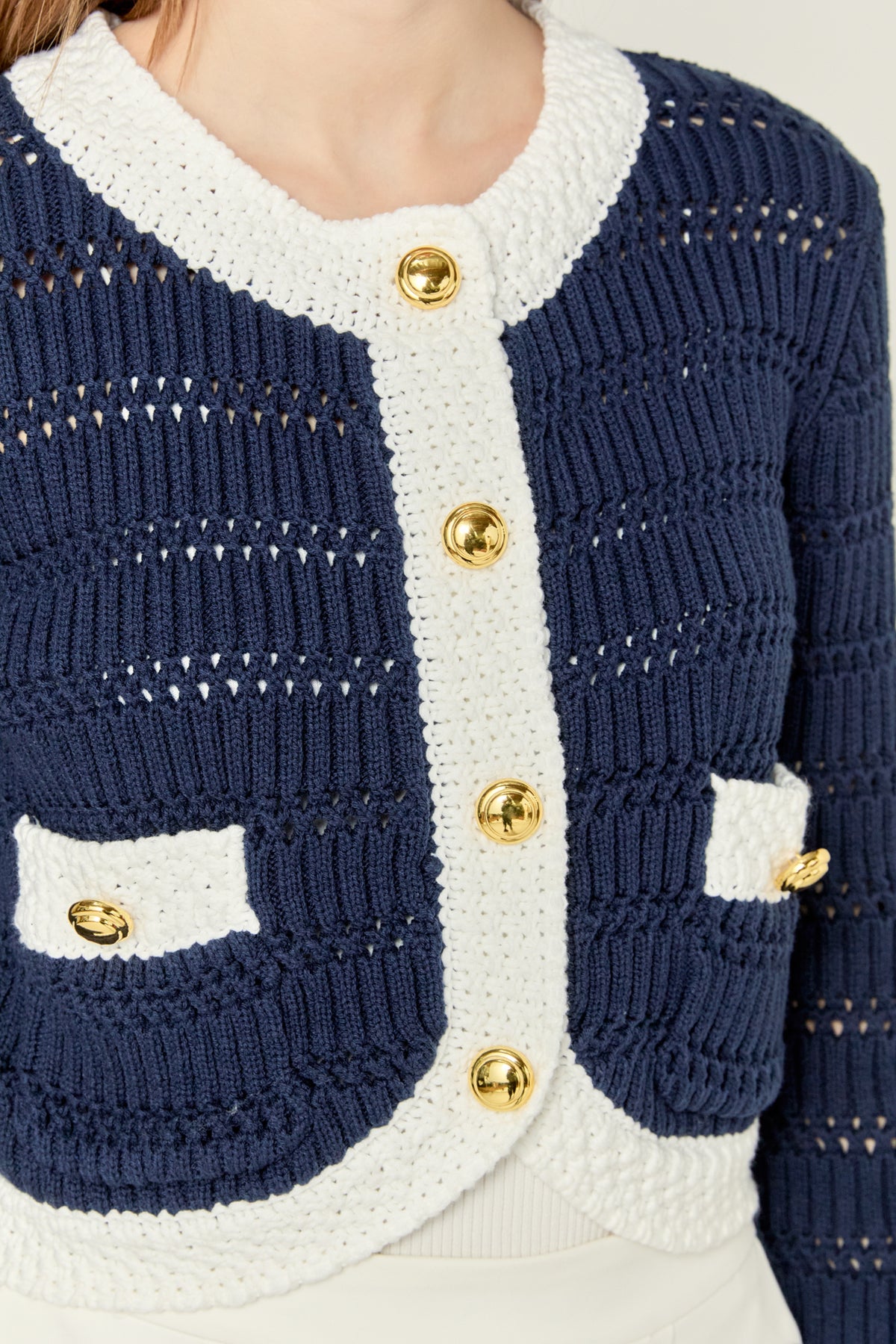 Contrast Round Hem Cardigan