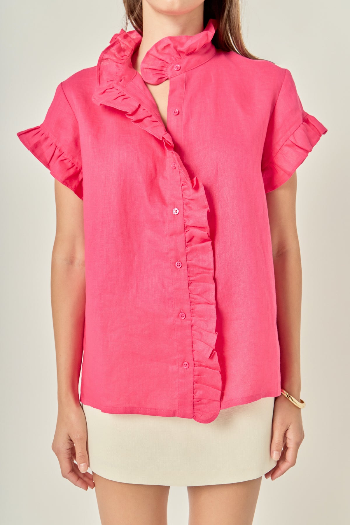 Linen Ruffle Shirt