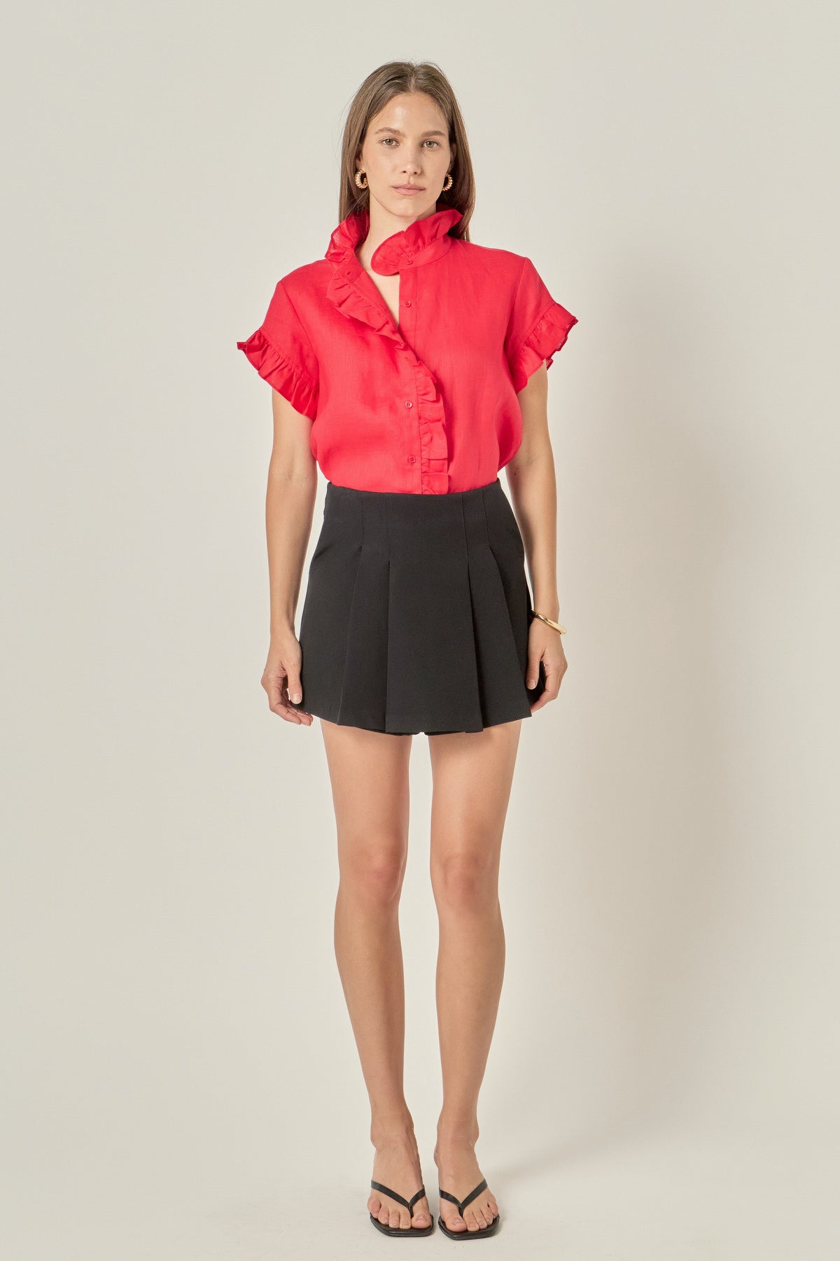 Linen Ruffle Shirt