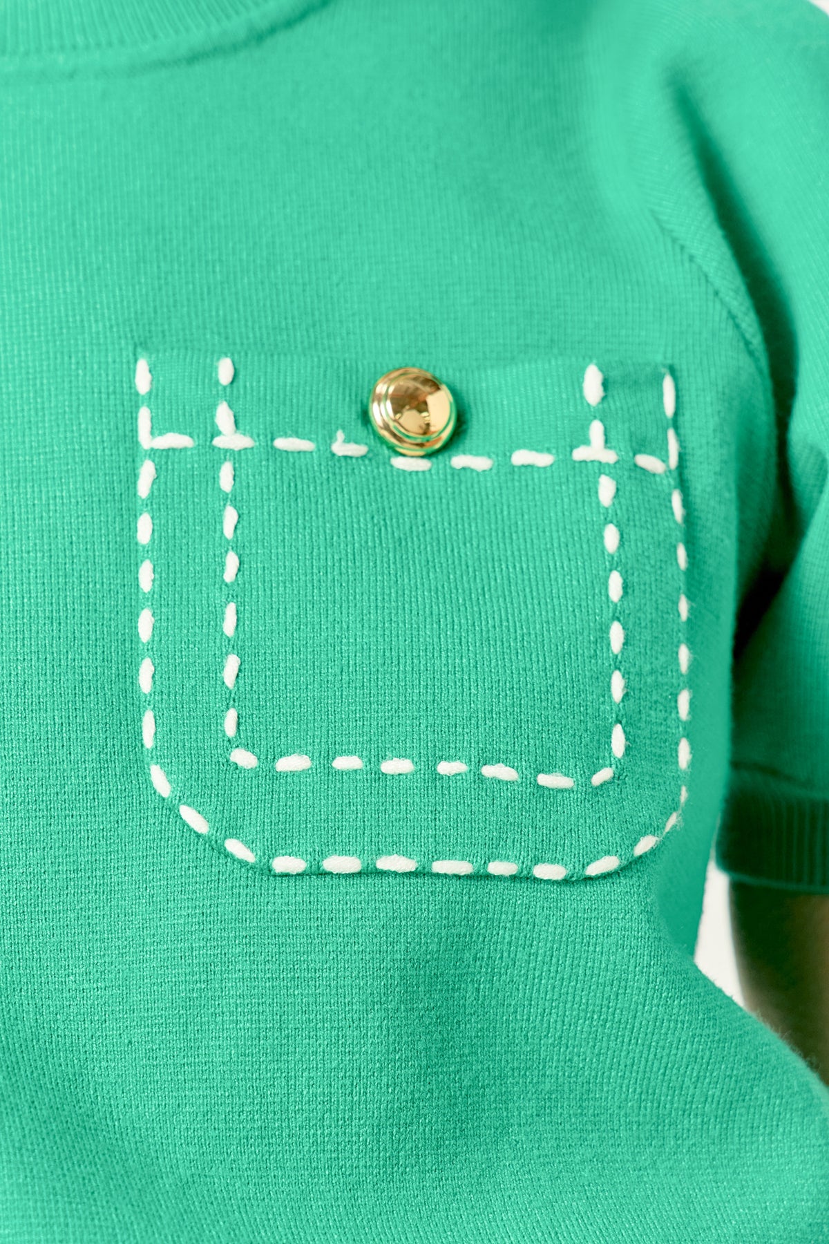 Puff Sleeve Stitch Detail Knit Top