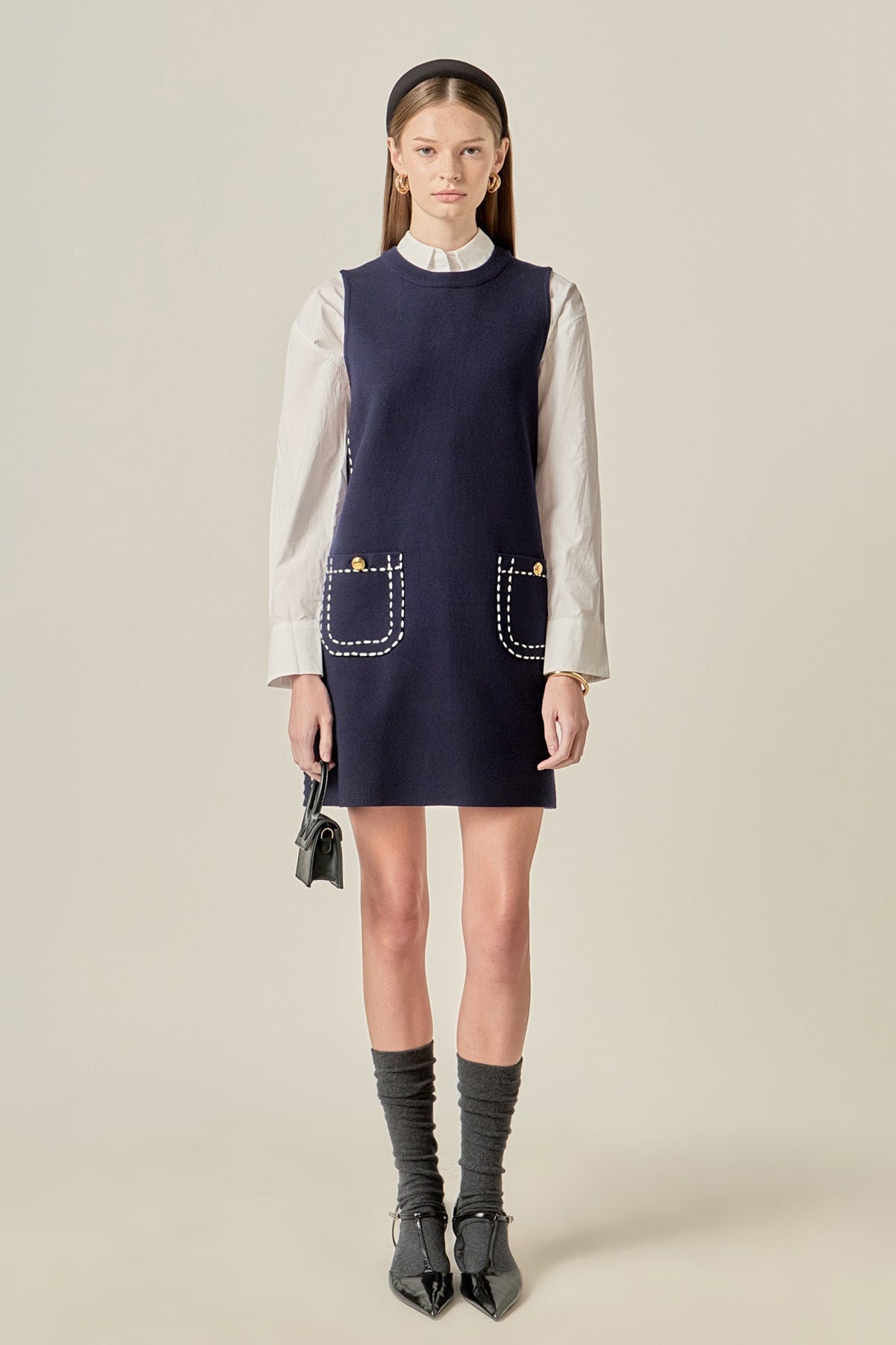 Stitch Detail Knit Mini Dress