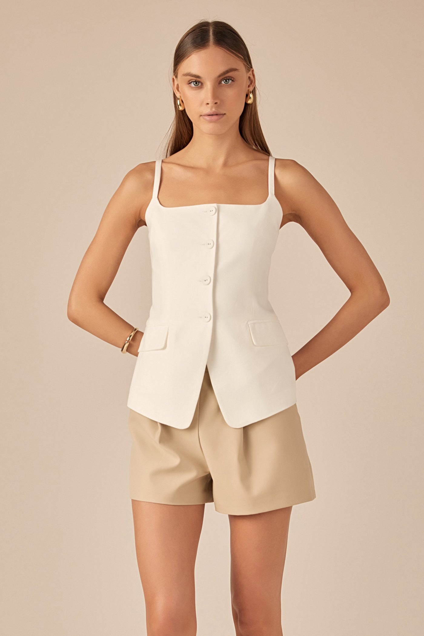 ENGLISH FACTORY - Linen Sleeveless Vest - TOPS available at Objectrare