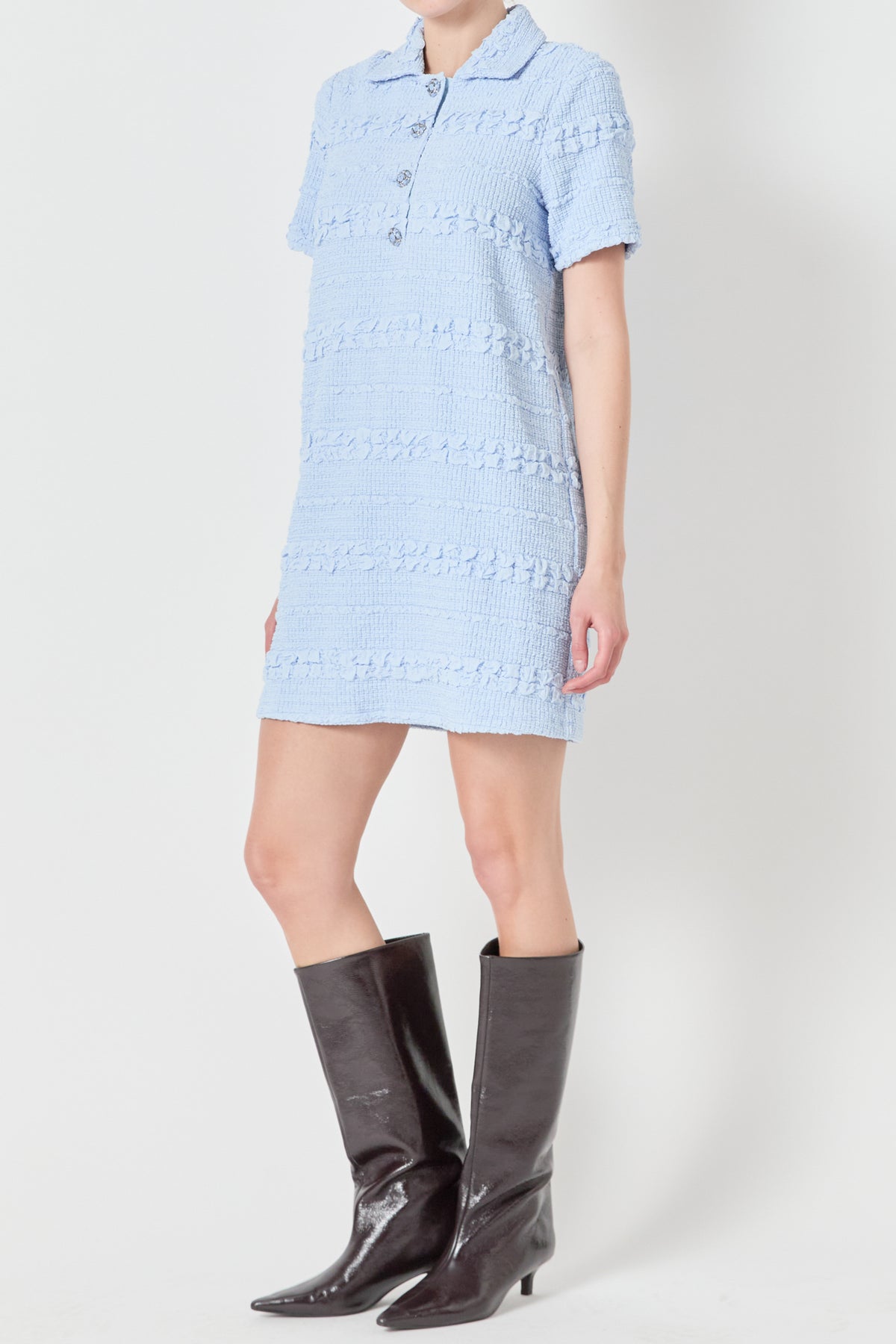 Stretched Embo Textured Mini Dress