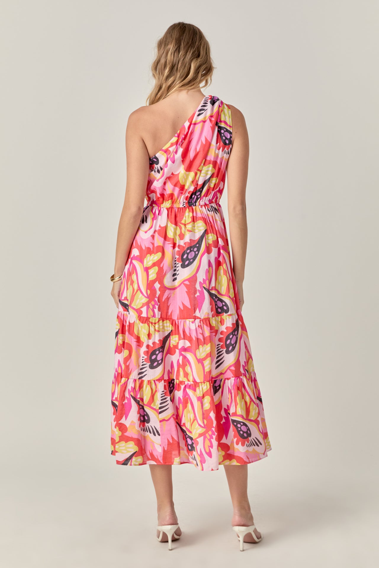Print One Shoulder Long Dress