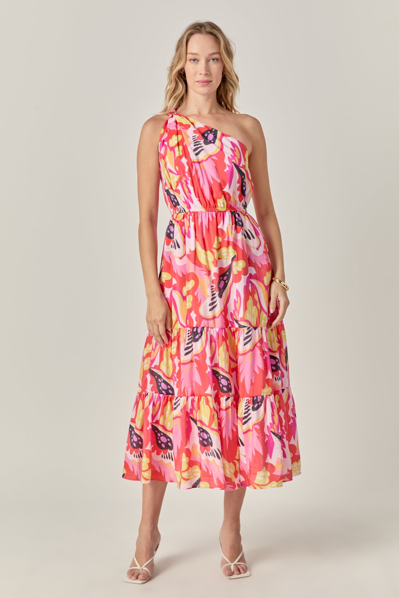 Print One Shoulder Long Dress