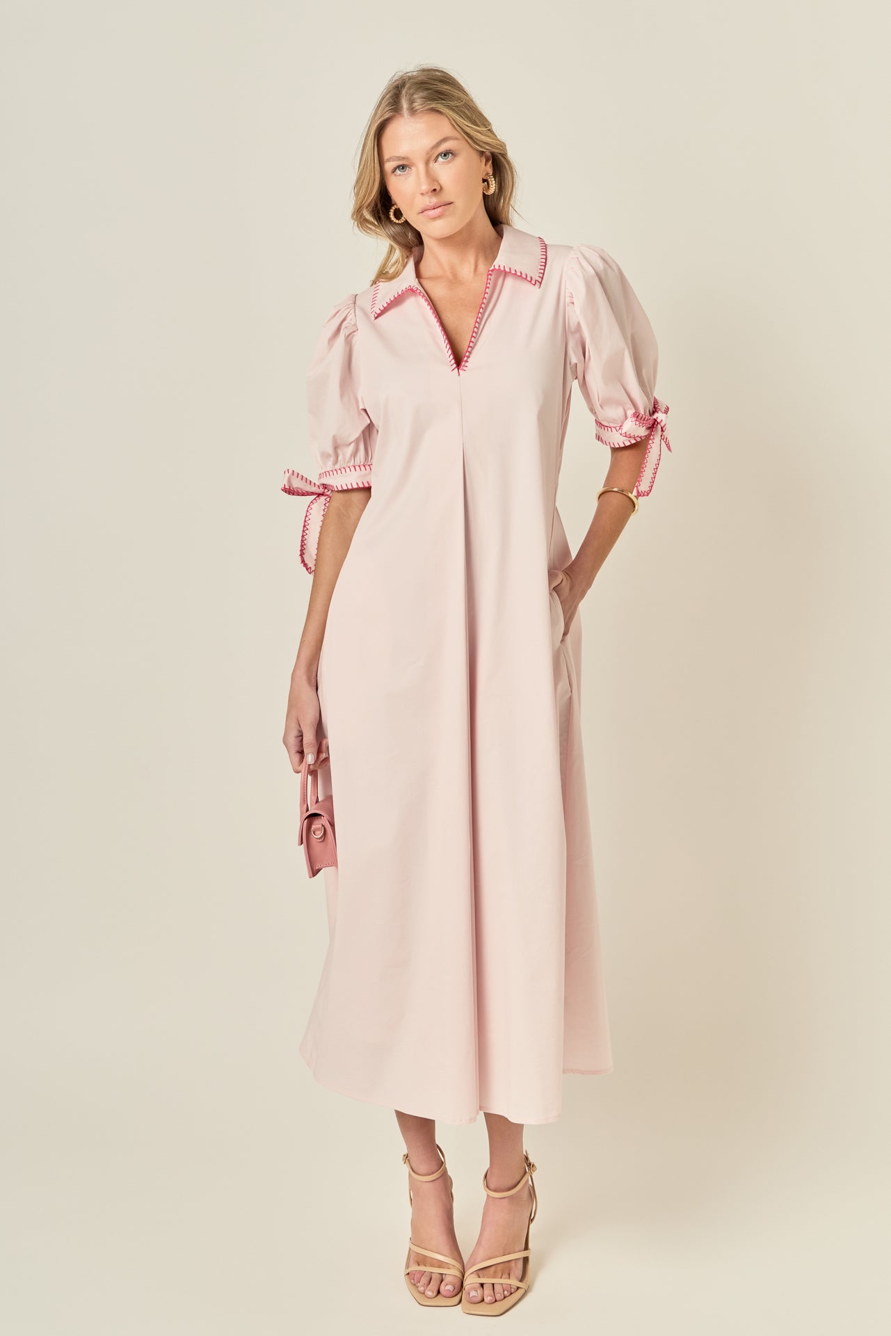Stitch Detailed Midi Dress
