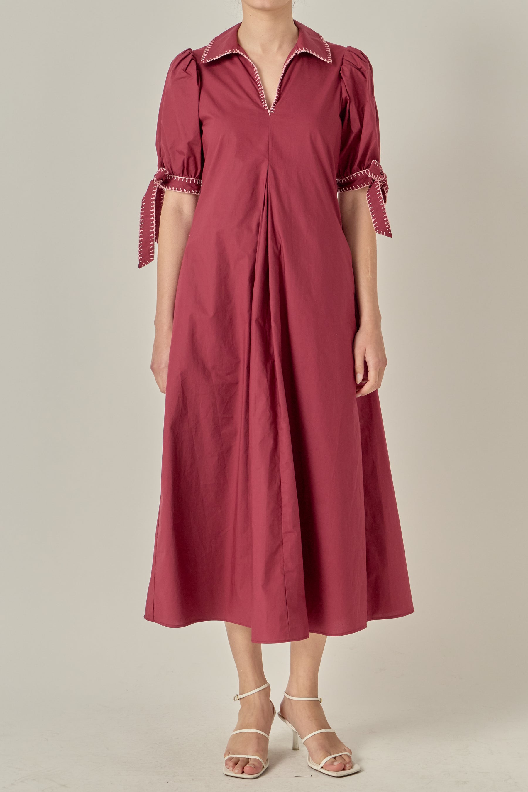Stitch Detailed Midi Dress