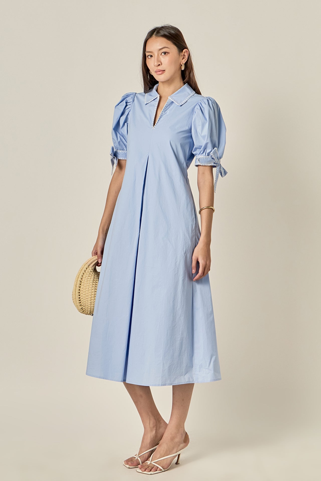 Stitch Detailed Midi Dress