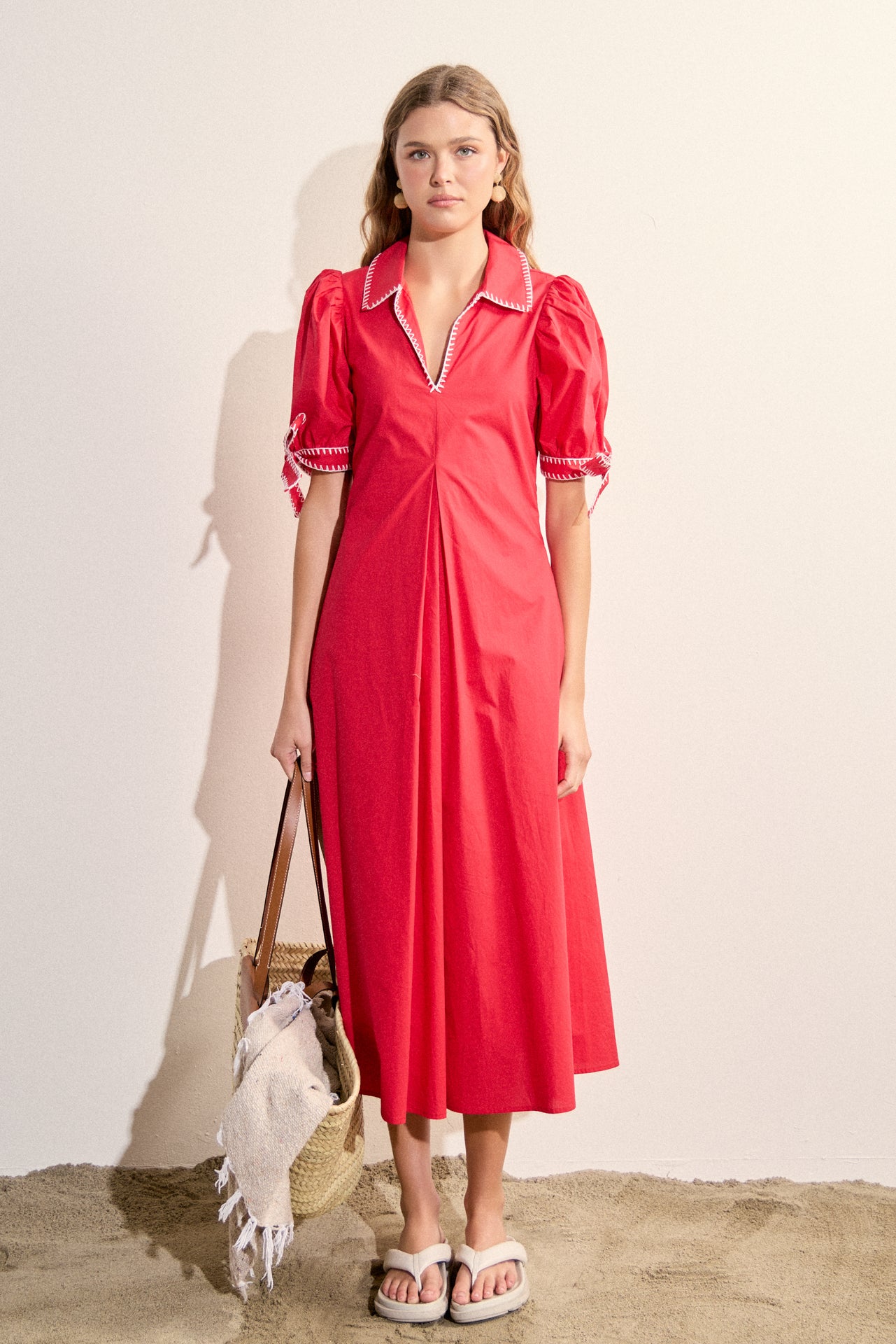 Stitch Detailed Midi Dress