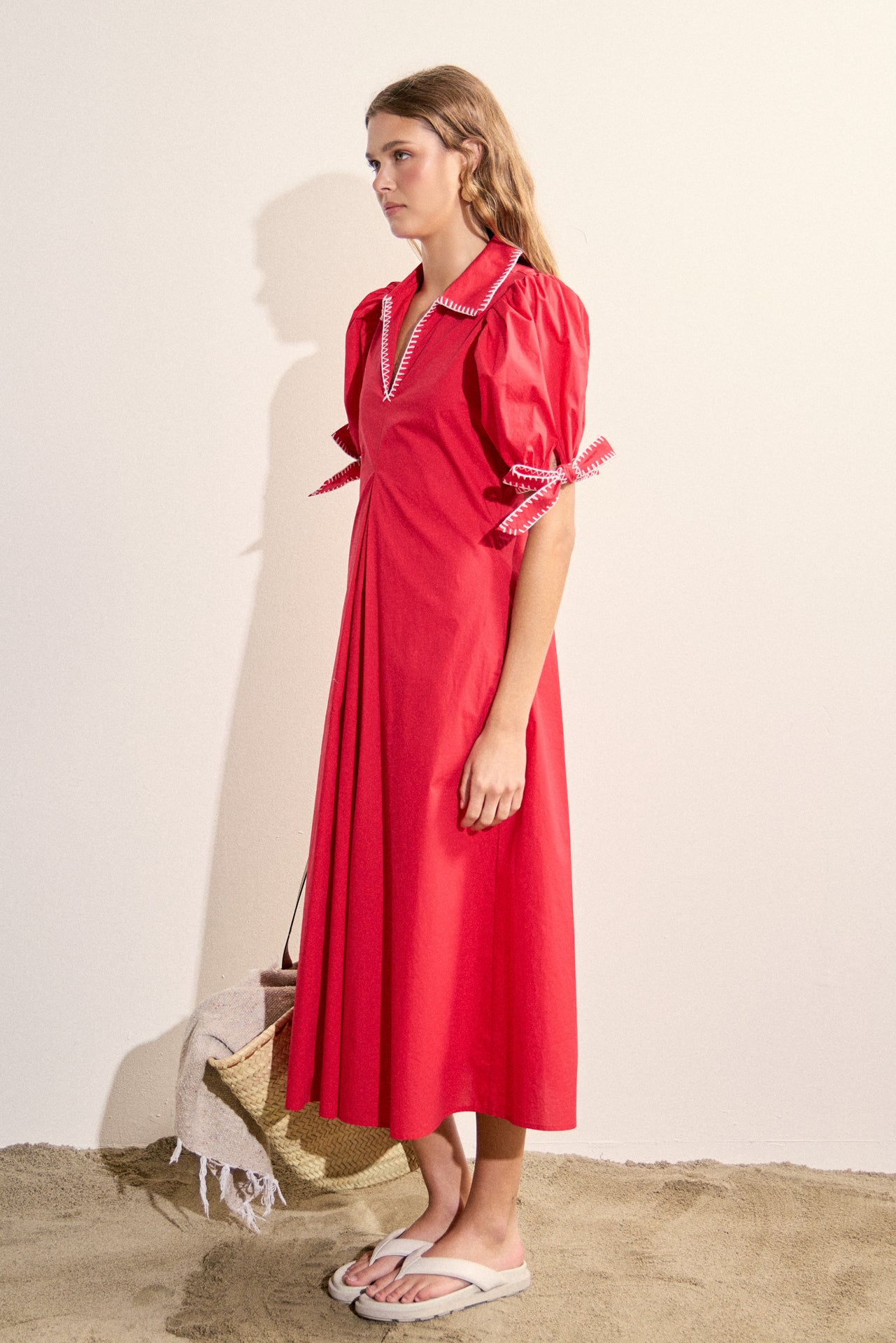 Stitch Detailed Midi Dress