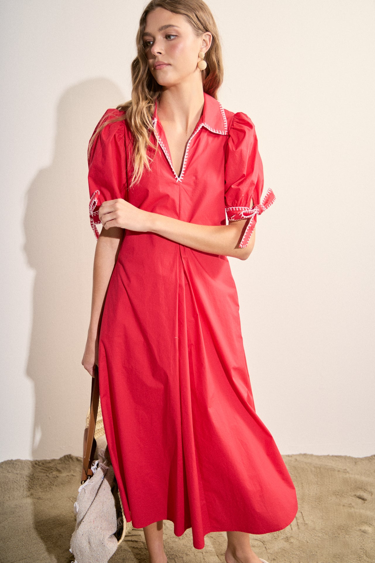 Stitch Detailed Midi Dress