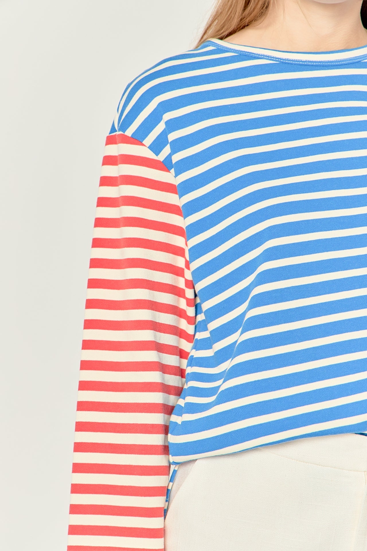 Striped Color Block Long Sleeve Tee
