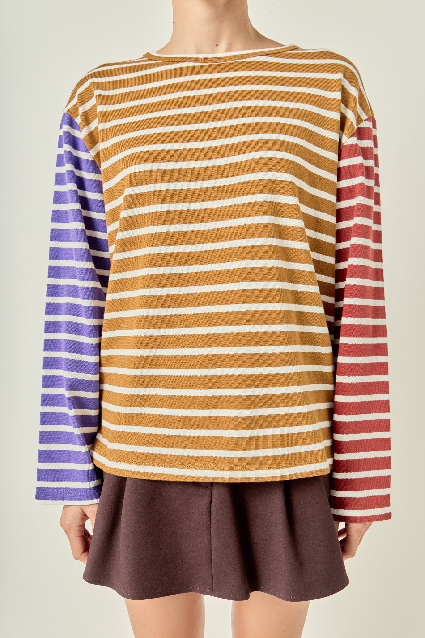 Striped Color Block Long Sleeve Tee