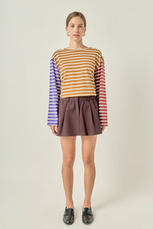 Striped Color Block Long Sleeve Tee