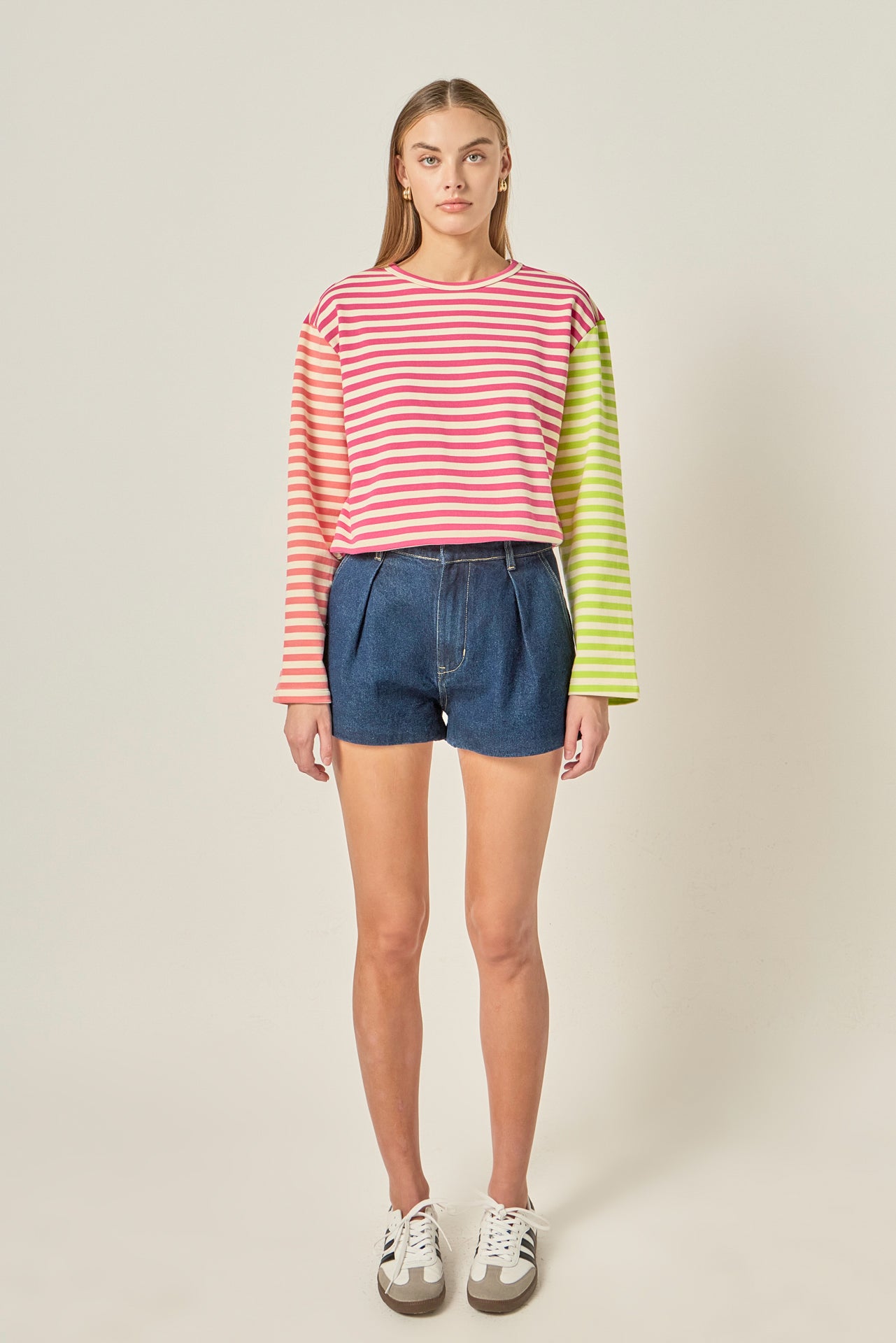 Striped Color Block Long Sleeve Tee