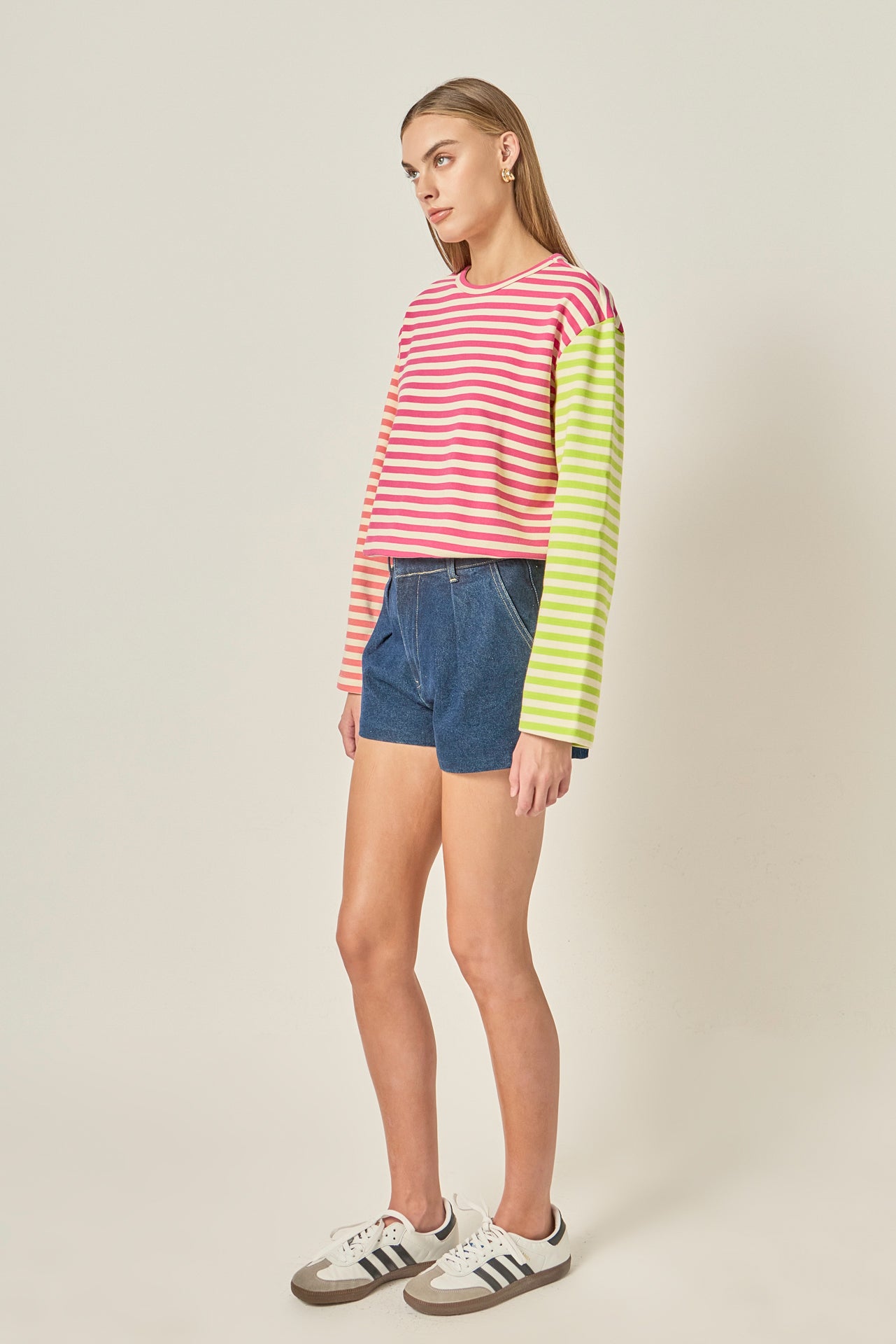 Striped Color Block Long Sleeve Tee